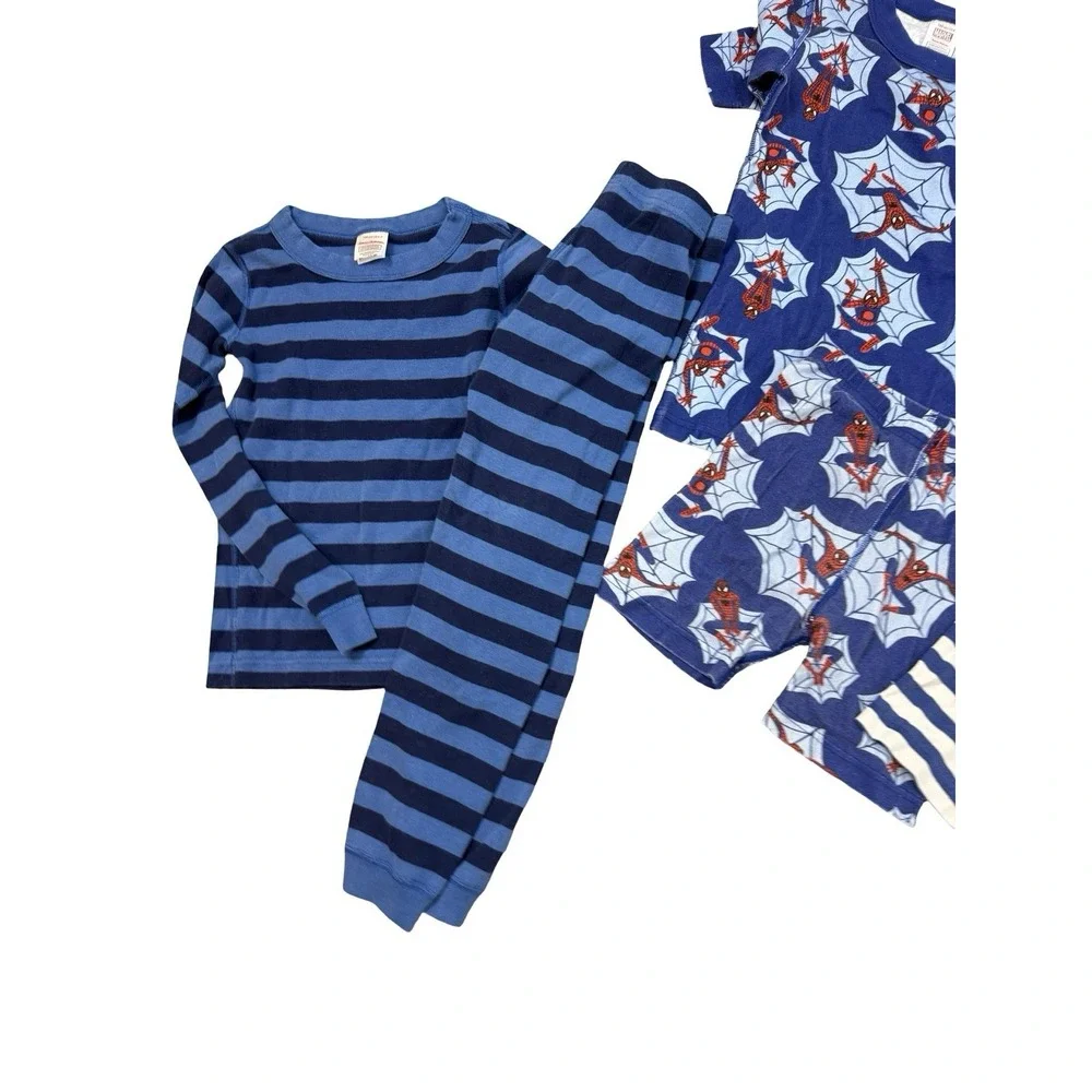 Hanna andersson pjs lot 110 120 130 blue striped spiderman superman